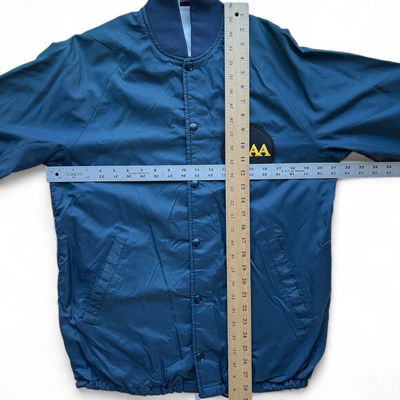 Vintage 80s NCAA Snap Nylon Bomber Jacket Navy Blue Varsity Athletic Coaches S - Picture 11 of 11